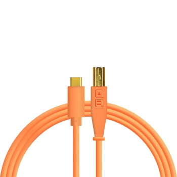 DJ TechTools 04 0017 Chroma Cables USB-C to B Dj Kablosu 1.5mt (Neon Turuncu) | UV Işık Altında Parlayan Özel Kaplama